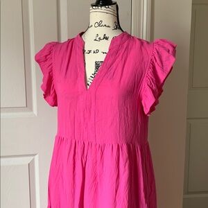 Entro Pink Ruffled Tiered Maxi Dress